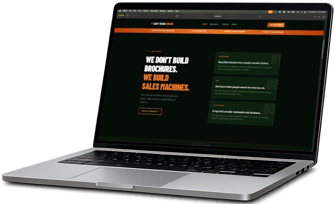 East Texas Online website on a laptop